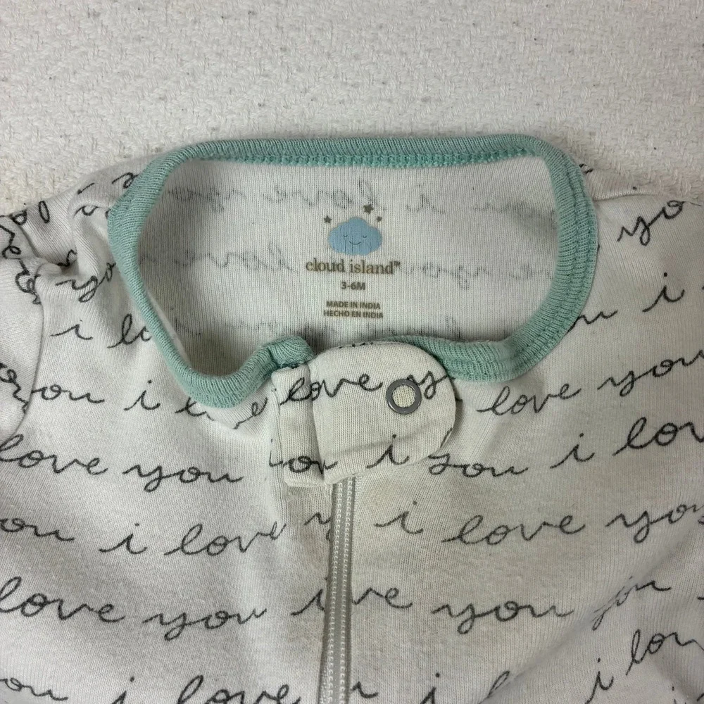 Carter's Baby Boy 4pc Lot Bodysuits Sleepers Cotton Terry Animal Gray Teal 3M